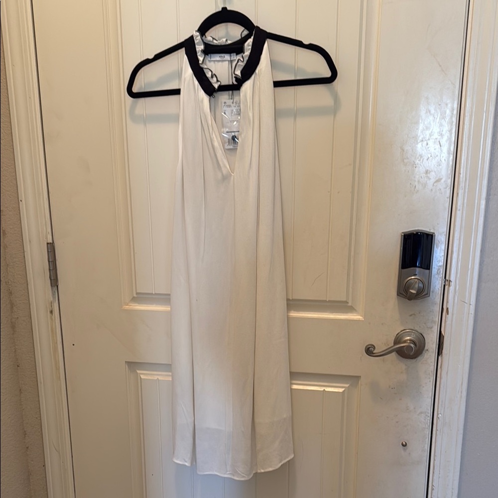 Mango White Mini Dress with V-neckline